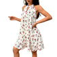 Sweet And Gentle Style Backless Loose Short Skirt Cherry Blossom Dress