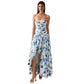 Ruched Waistline Tube Dress With A Floral Print Maxi Skirt