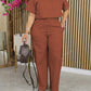 Short Sleeve Shirt Top And Wide-Leg Pants