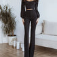 Casual Palace Style Bishop Sleeves Top Bell-bottom Pants Suit