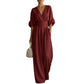 Summer Short-sleeved Jumpsuit Fashion Casual V-Neck Wide-Leg Pants Womens Clothing