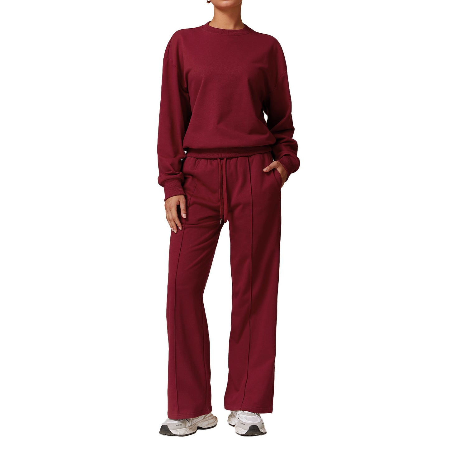 High Waist Wide Leg Slimming Long Sleeve Running Workout Comfort Suit