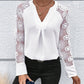 Women's Casual Lace Stitching Solid Color Top