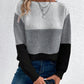 Pullover Knitted Sweater Fashion Round Neck Splicing Knitwear Loose Top Women's Clothing