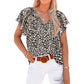 Women's Floral Printed V-neck Pullover Chiffon Shirt Top