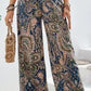 Pantalon large à imprimé cachemire bohème