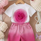 T-shirt Gradient Denim Shorts Two-piece Set