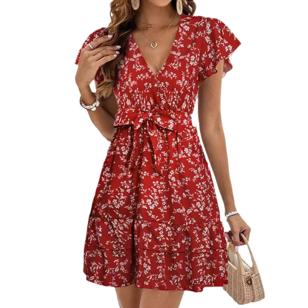 Women's Belt Waist-tied Jumpsuit Skirt