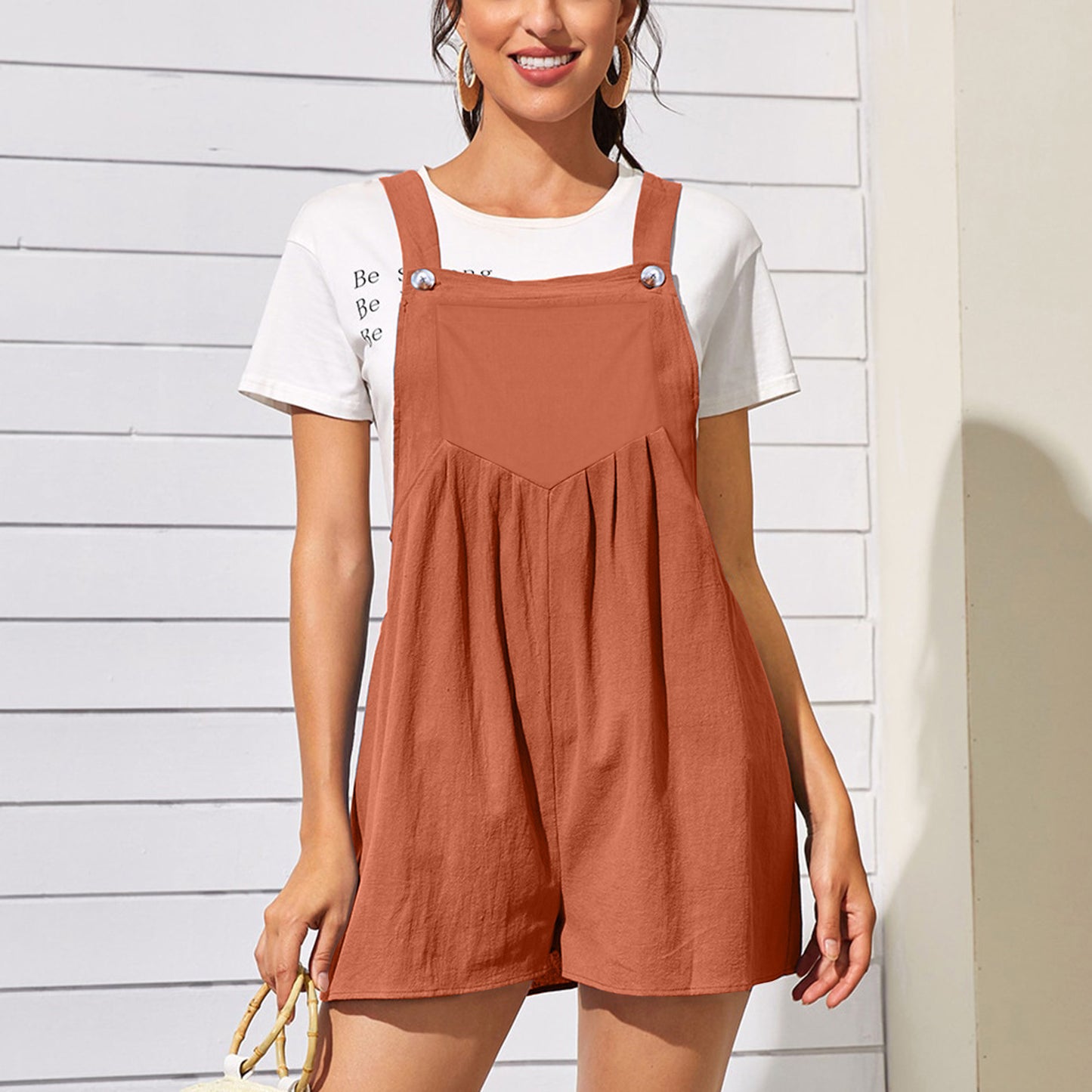 Summer Women's Cotton Linen Sleeveless Jumpsuit