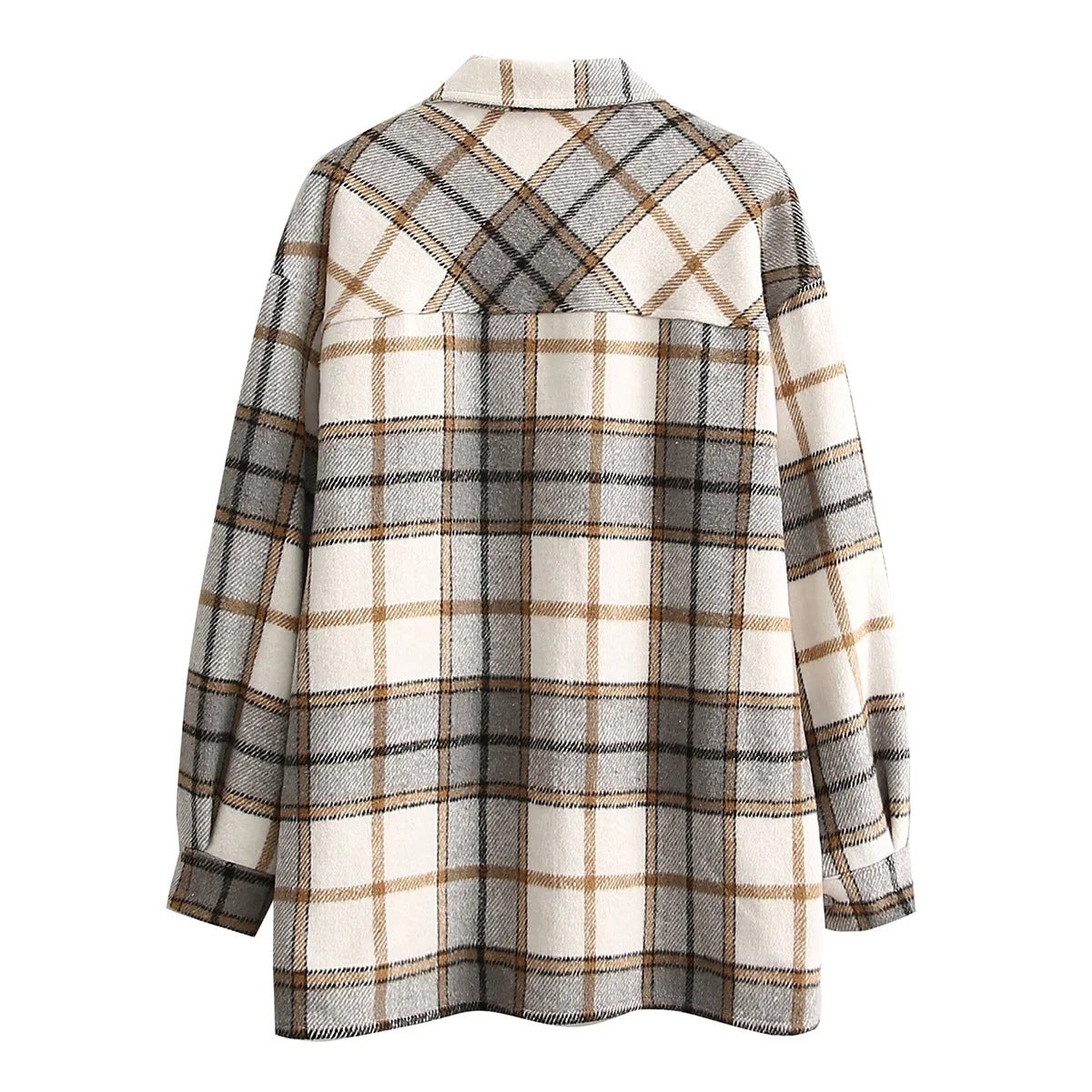 Boyfriend Style Large Plaid Woolen Shirt