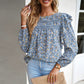 Women's Fashion Round Neck Long Sleeve Floral Shirt