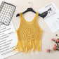 Retro Blouse Bohemian Hollow Knitted Short Ethnic Style Tassel Suspender Vest