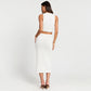Solid Color Sleeveless Knitting Suit Women's Fashion Vacation High Waist Long Skirt Two-piece Set