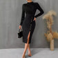 Split Dress Slim Fit Knitted Long-sleeved Dress