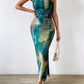 Side Slit Tie-dye Backless Sheath Dress