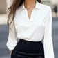 Autumn Fashion Commuting Satin V-neck Long-sleeved Shirt