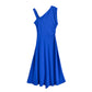 Blue Asymmetric Buckle Shoulder Sleeveless Suspender Dress
