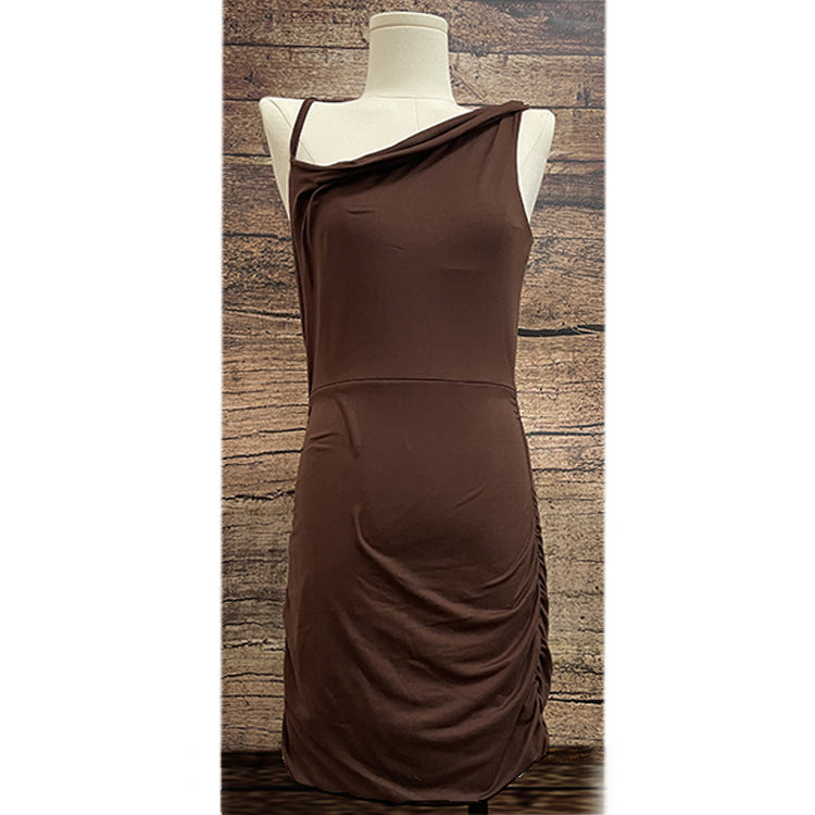 Summer New Lace-up Halterneck Off-the-shoulder Dress