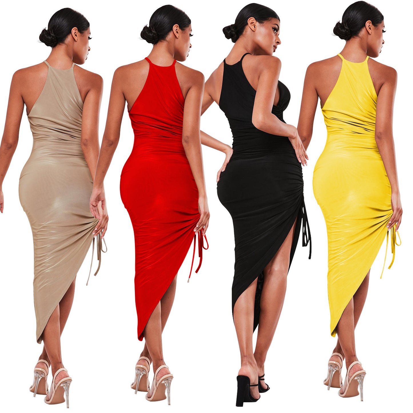 Robe irrégulière pour femme avec bretelles