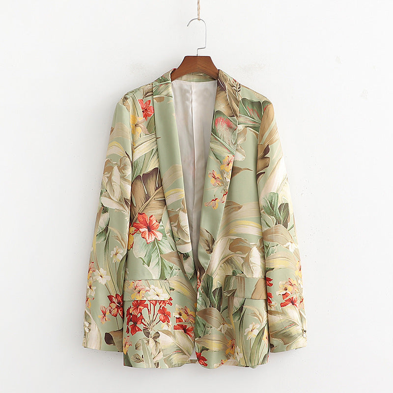 Printed small suit suit jacket