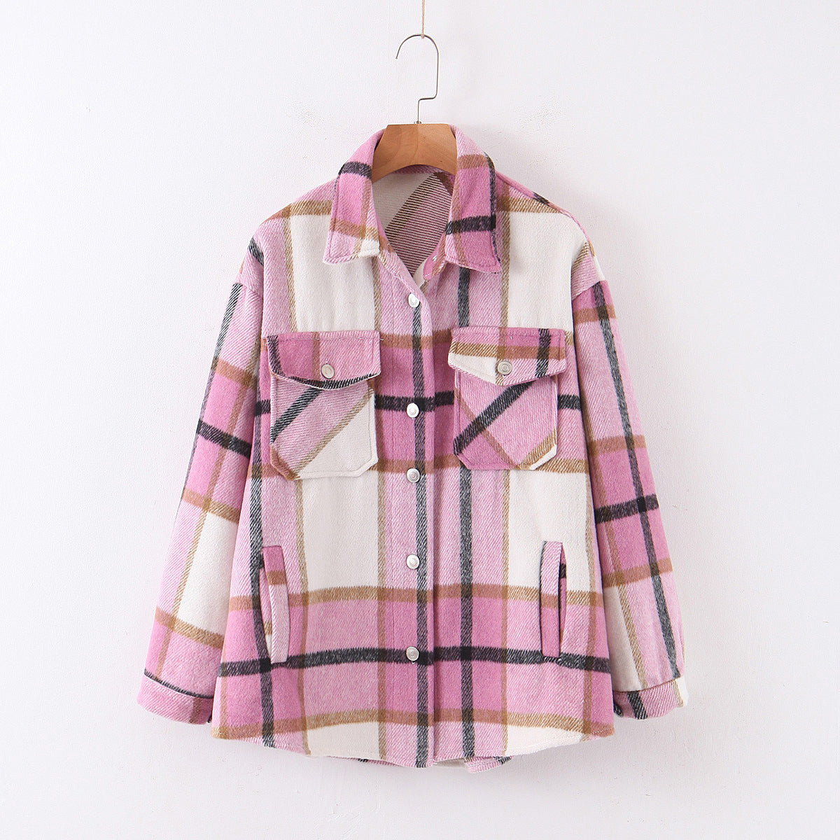 Loose check shirt with chest pocket