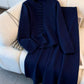 Women's Fashion Chinese Style Solid Color High Sense Sweater Mid-length Dress Set