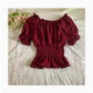 Women's Chiffon Shirt Off-shoulder Shoulder-baring Spring And Autumn Korean Style Waist-controlled Top