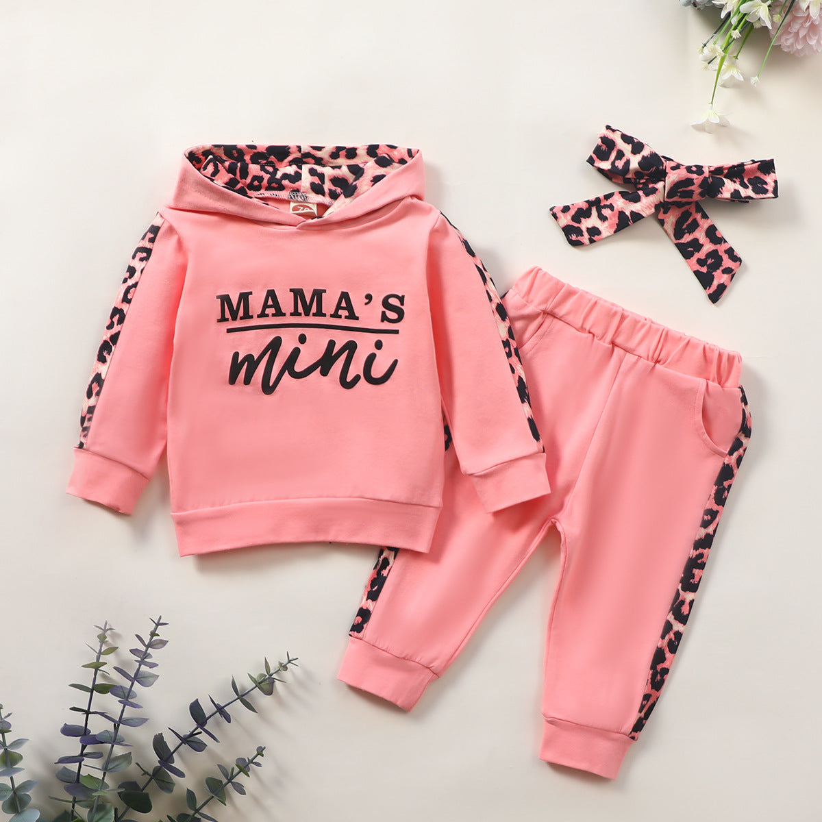 Fabricants de vêtements pour enfants Ins Wind Girls Suit Automne Mini Pull Sport Costume Léopard