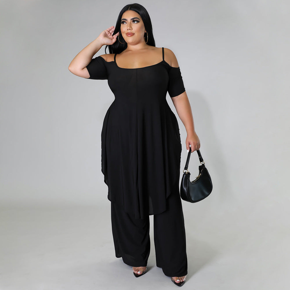 Arrival Solid-color Camisole Two-piece Set