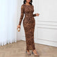 Cashew Pattern Retro Fashion Elegant Graceful Long Sleeve Dress