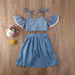 Polka Dot Sling Top Denim Shorts Short Skirt Three-Piece Suit