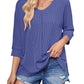 Women's Contrast Color Wave Striped Bat Eight-quarter Sleeve