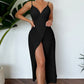 Women's Knitted Halterneck With Suspenders Cutout Dress