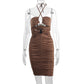 Lace-up Women's Midi One-step Skirt Backless Pleated Cross Dress