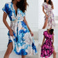 Summer V-neck Printed Short Sleeve Dress