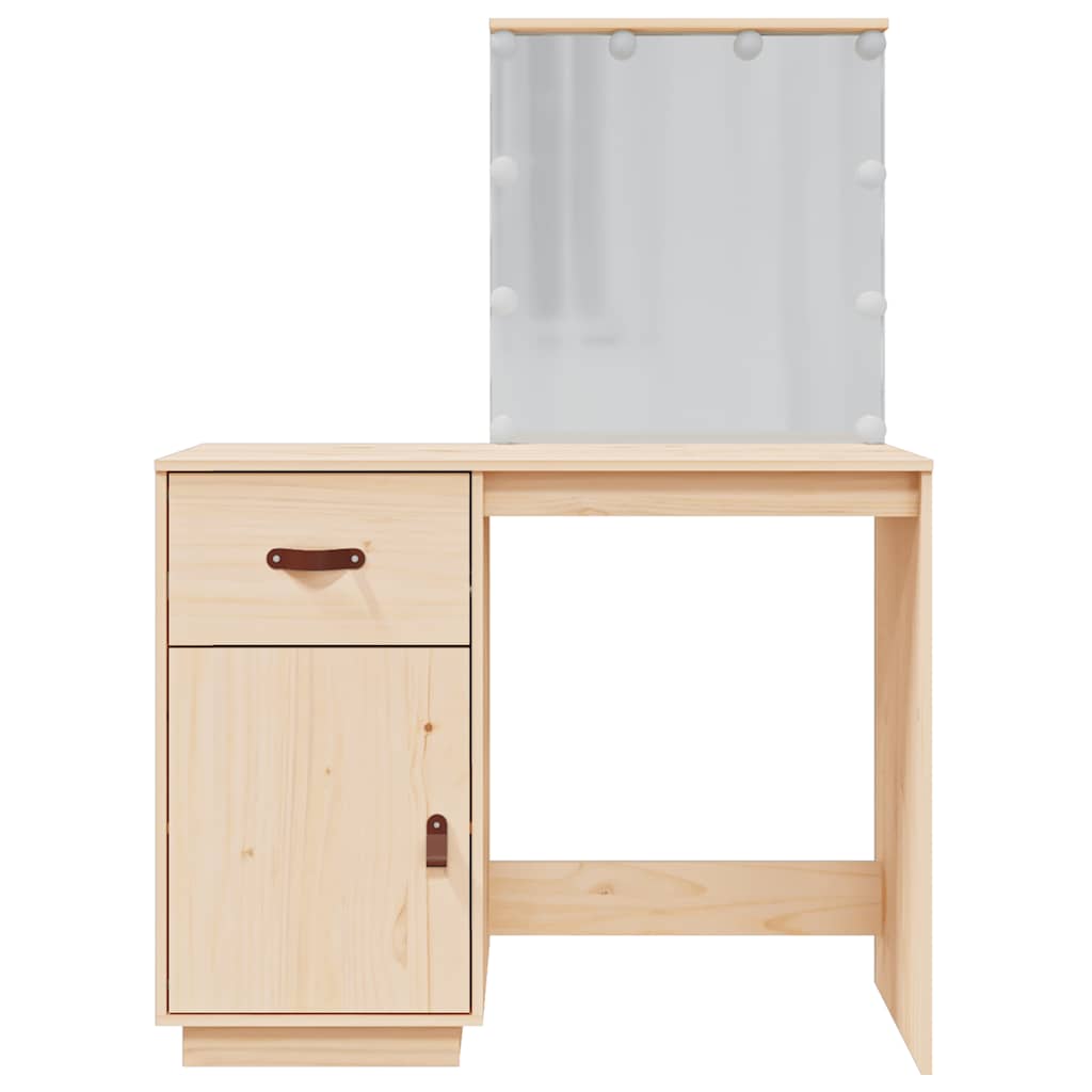 dressing table with LED lighting, 95x50x133.5 cm, solid pine wood