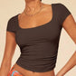 Women's Square Collar Casual T-shirt