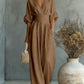 Summer Short-sleeved Jumpsuit Fashion Casual V-Neck Wide-Leg Pants Womens Clothing