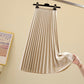 High Waist Pleated Mid-length Slimming A- Line Skirt
