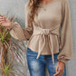 Round Neck Lantern Solid Color Long Sleeve Shirt
