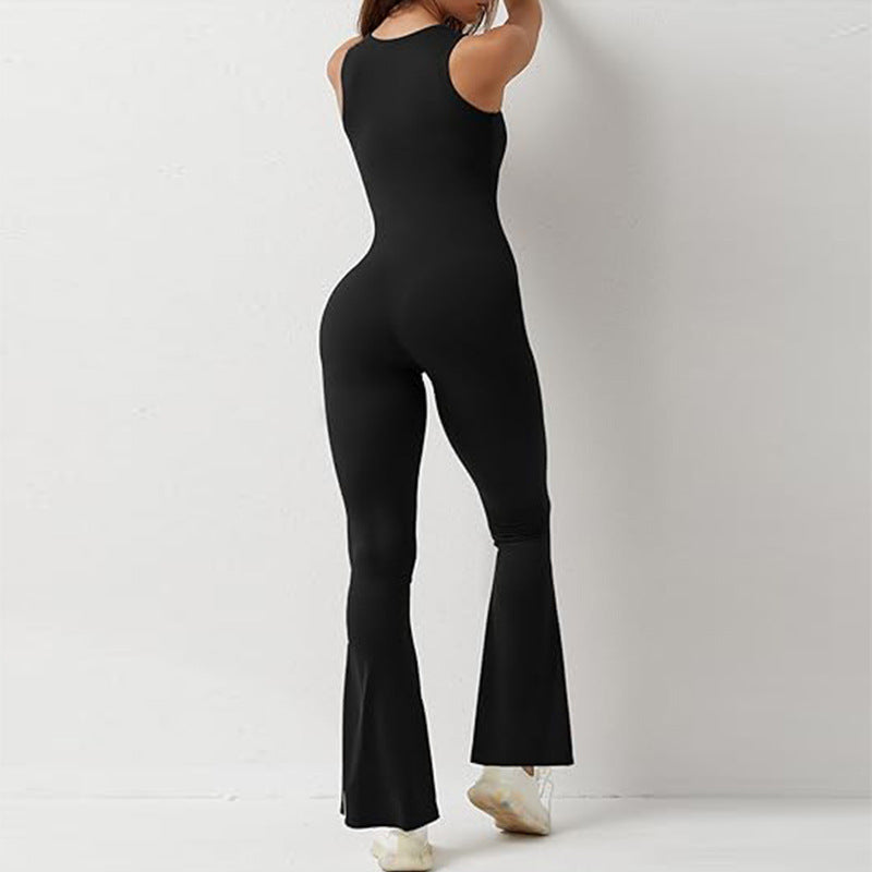 Solid Color Square Collar Vest Seamless Yoga Exercise Flared Pants