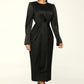 Robe à manches longues et col rond pour femme