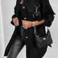 Button-decorated Mid-length Shirt Jacket