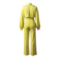 Women's Solid Color Turtleneck Backless Long Sleeves Casual One-piece Trousers