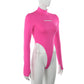 Letter turtleneck slim bodysuit