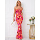 Robe à bretelles florales moulantes pour femme
