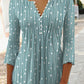 Fashion Printed Long Sleeved Shirt V-neck Blouses Ladies