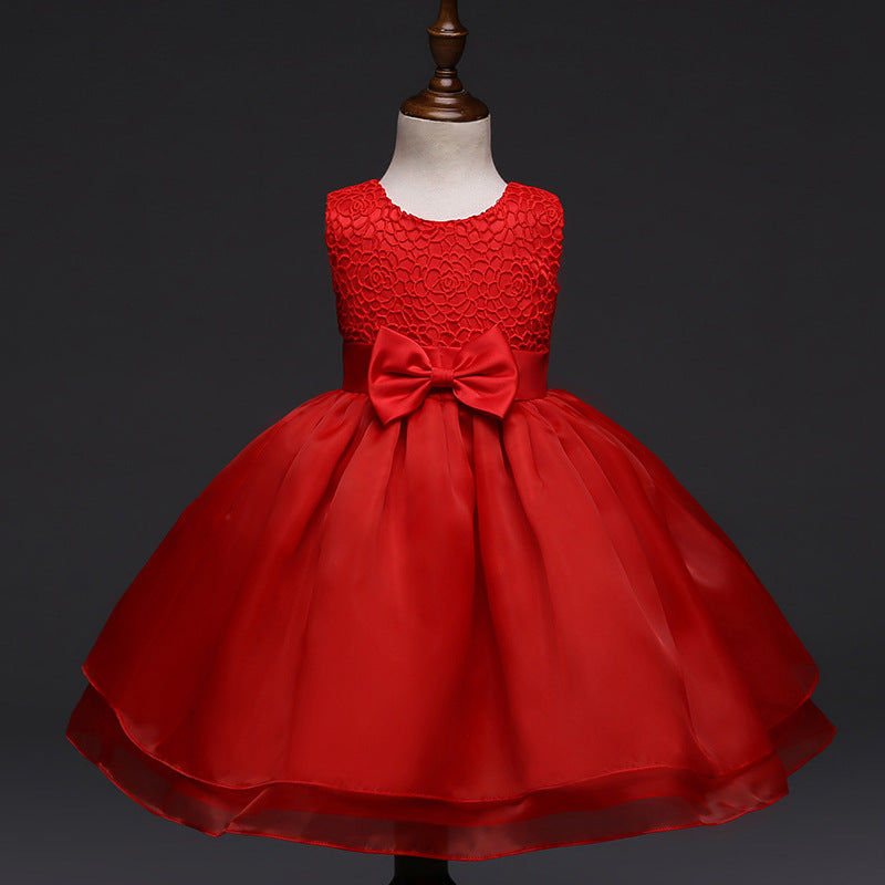 Robe de mariée bébé de haute qualité, robe bébé fille, fleur crochet enfants, vin pleine lune d'un an, robe de mariée en gros