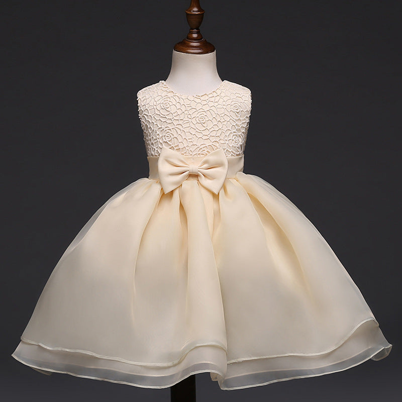 Robe de mariée bébé de haute qualité, robe bébé fille, fleur crochet enfants, vin pleine lune d'un an, robe de mariée en gros