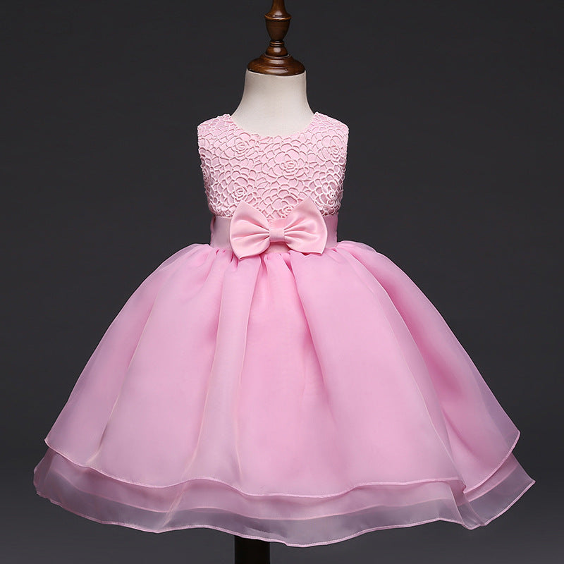 Robe de mariée bébé de haute qualité, robe bébé fille, fleur crochet enfants, vin pleine lune d'un an, robe de mariée en gros